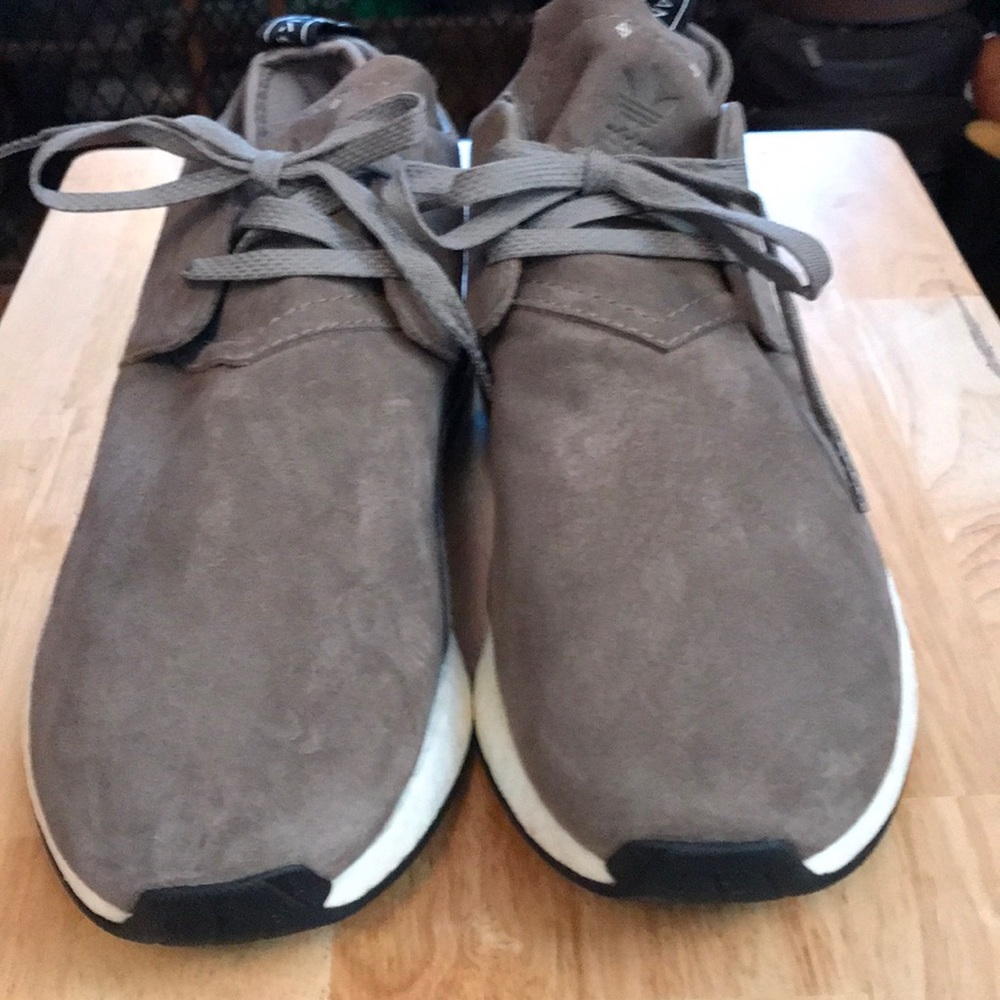 Men’s Adidas NMD Boost Running Shoes Sz 11 US Gray Suede with Pure Boost Insoles